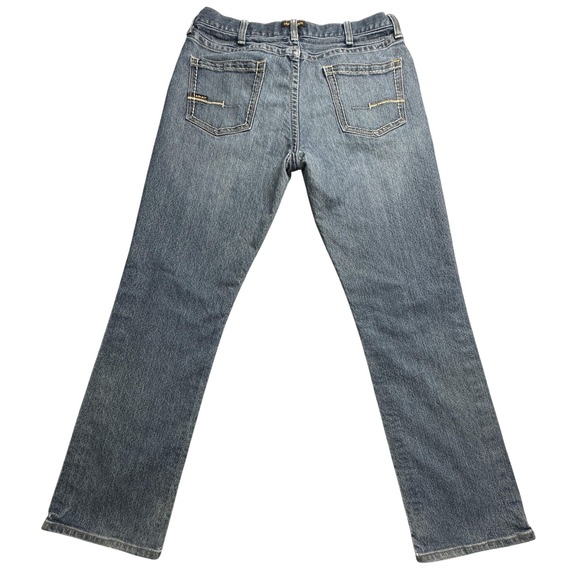 Ariat Rebar M5 Jeans Mens 36x34 Blue Straight DuraStretch Workwear Zip Pockets - Picture 1 of 16